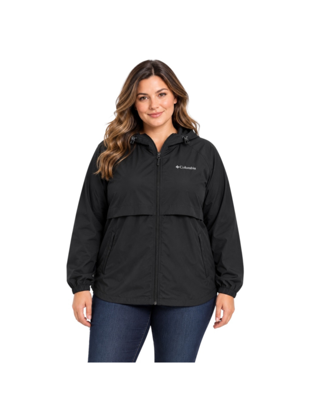 Columbia Spire Valley Black Hooded Windbreaker Jacket Women’s XL NWT